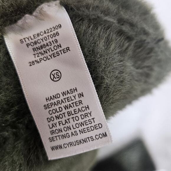 Cyrus Fluffy Zip Down Jacket Pockets Women's XS Green - Picture 6 of 6